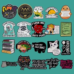 Cat Quotation Lapel Pins Books Badges Turtle Brooch for Backpack Clothes Scarf T-shirt Potato Enamel Pin Jewelry Friends Gifts