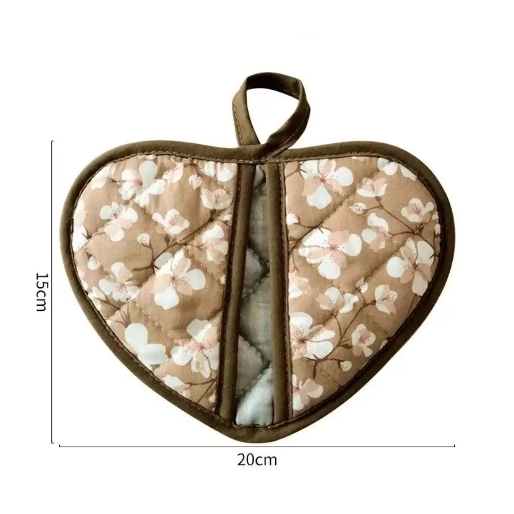 1PC New Hot Resistant Bakeware Oven Mitts Flower Printed Cotton Kitchen Insulation Pad Hand Clip Heart-shaped Baking Oven Gloves