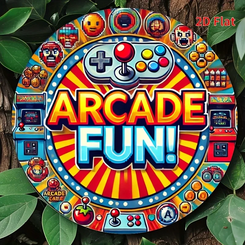 2D Flat, [2D falt]1pcs 20x20cm(8x8 inches) Arcade metal aluminum logo, vintage painting, for home/kitchen/dining room/bedroom/ga