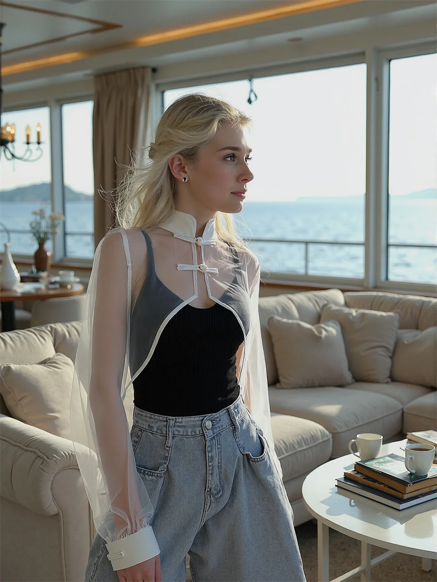 Zwarte vrouw shirts voor dame lantaarn mouw Y2K esthetische straatmode eenvoudige basic minimalistische knop voorkant katoenen blouses top