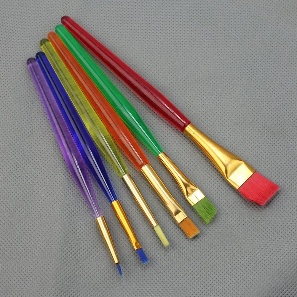 

6Pcs DIY Tool Set Cake Icing Decor Brushes Plastic Painting Brushes 13-15.5cm Length for Sugar Craft Holiday Crafting Halloween