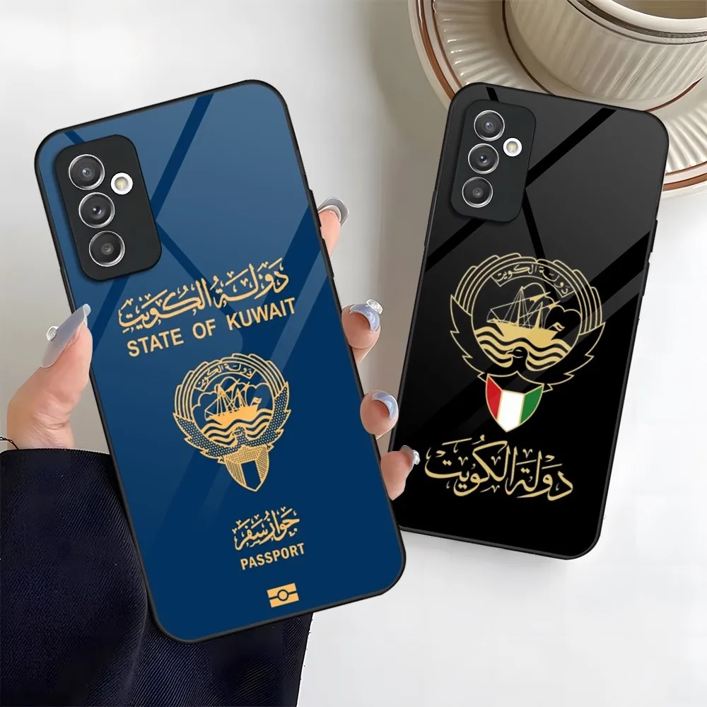 Kuwait Passport Flag Map custodia per telefono in vetro per Samsung Galaxy S24 S20 S21 S22 S23 Ultra Fe Plus A34 A54 A24 A52 A53 M54 Cover