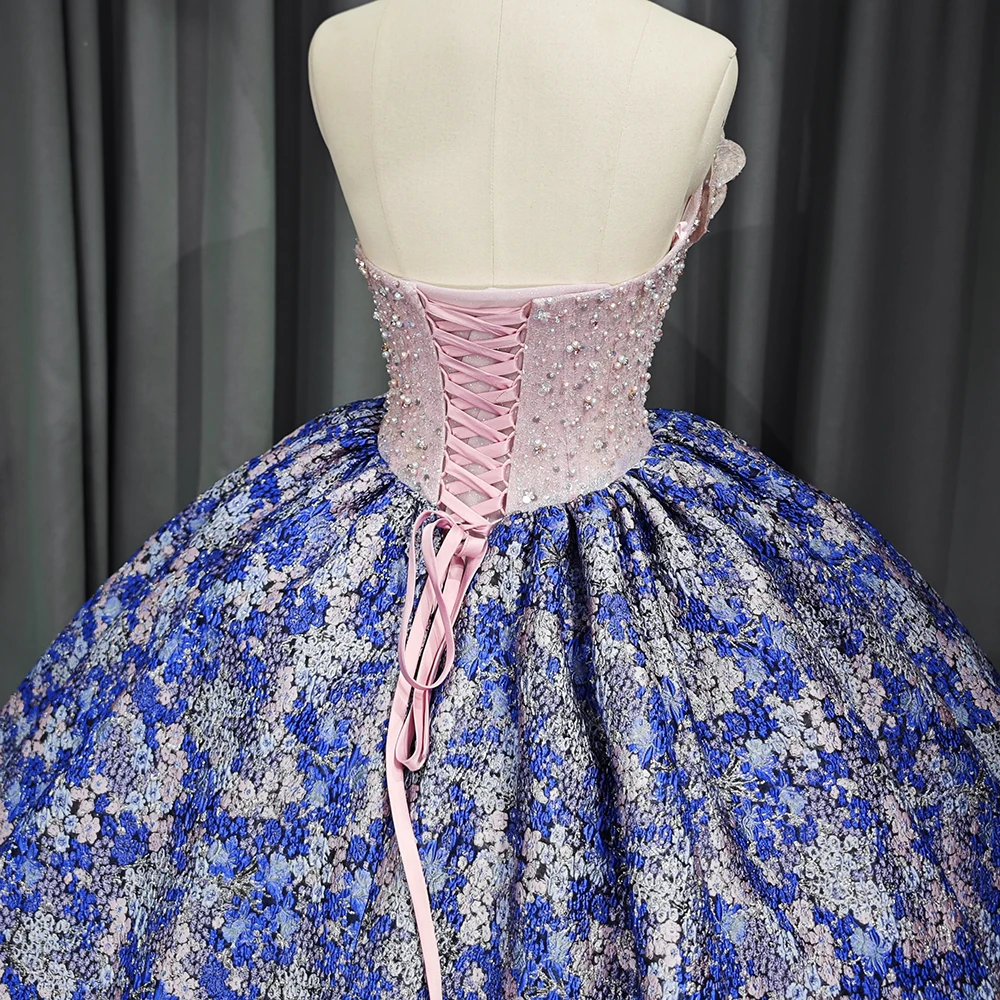 Robe de Rhprincesse en organza de luxe pour filles, robes de quinceñera, perles sans bretelles à lacets exquises, fête d'anniversaire, 15e, DY6730