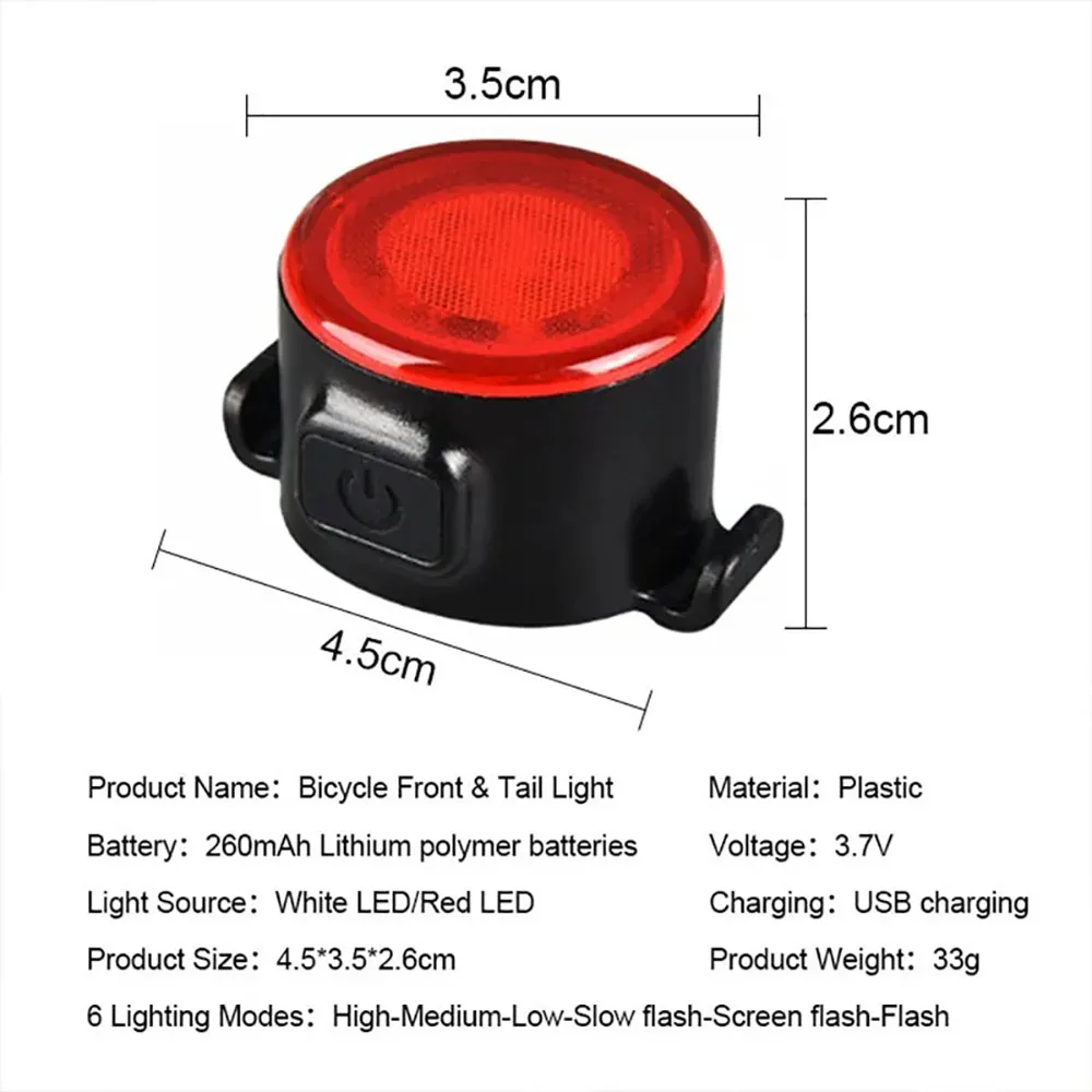 Rechargeable Bike Light Mini Night Safety Warning Taillight Front Rear Bicycle Lamp LED Highlight Riding Taillight Bicycle Light