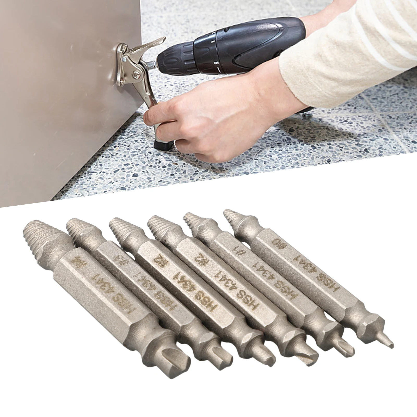 6PCS Bolt Extraction Kit for Damaged Screws High Speed Steel Drill Bits for Rust and Broken Fasteners Handy Storage Box