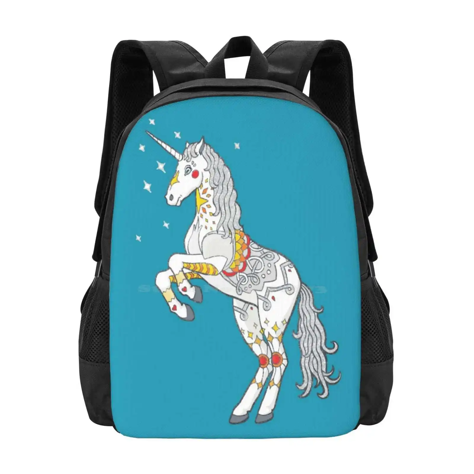 Mandala Unicorn Large Capacity School Backpack Laptop Bags Unicorn Horn Horse Glittery Sparkle Sparkly Shiny Shine Bright