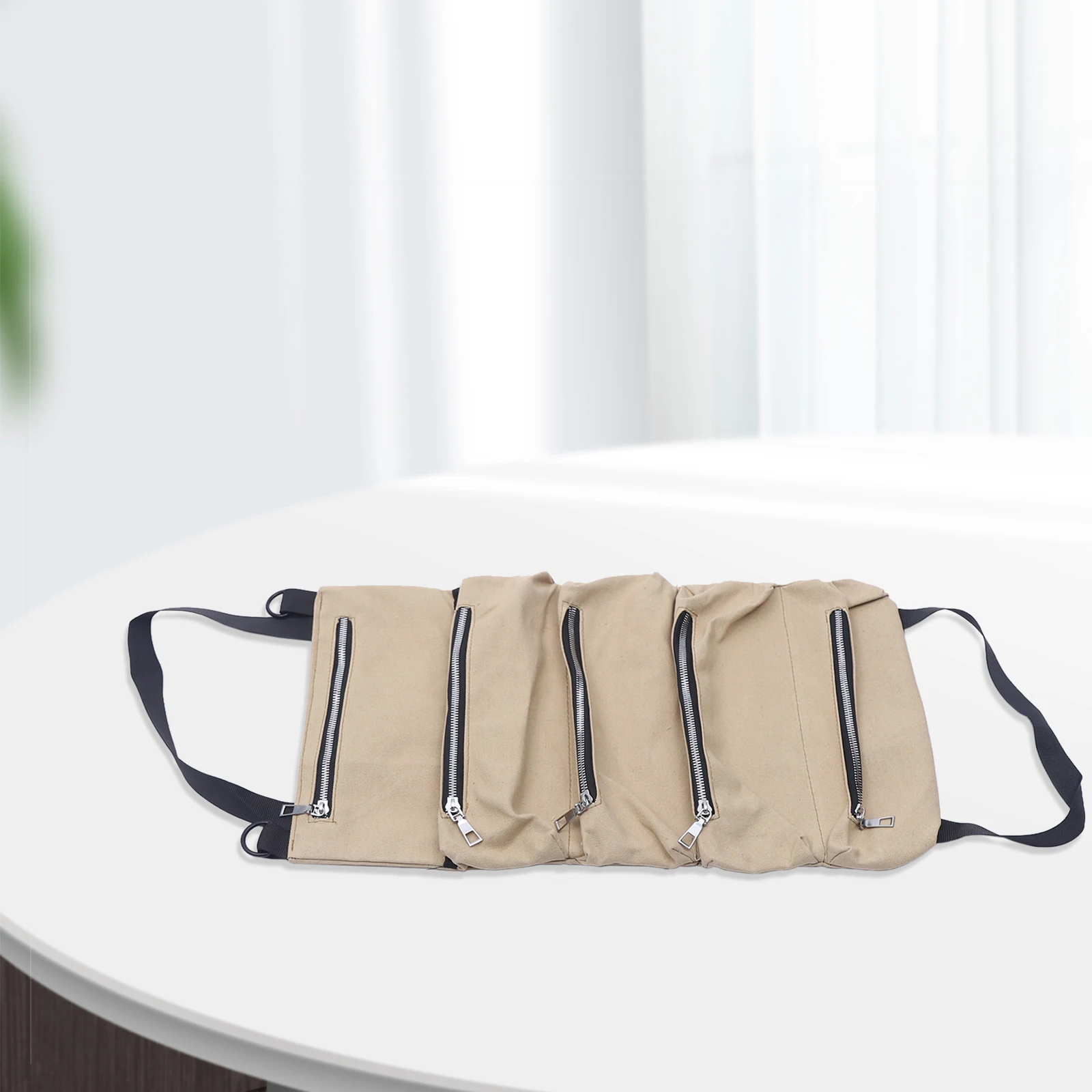 

Multi-Purpose Roll Up Tool Bag Wrench Roll Canvas Tool Organizer Bucket Hanging Tool with Zipper Khaki Sock Storage Bag