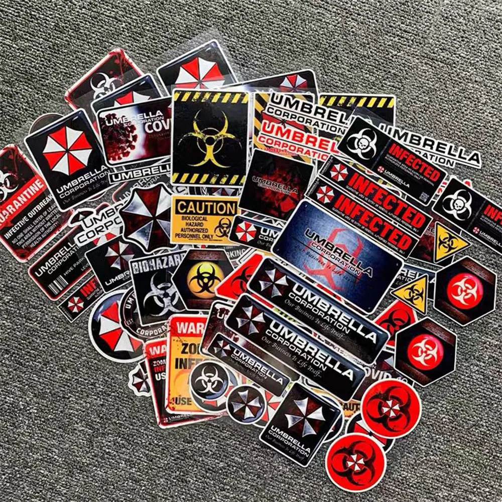Reflective Umbrella Warning Stickers Resident Evil Decals Waterproof Self-adhesive Vinyl for Motorcycle Car Fuel Tank Decor