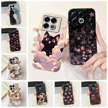 Silikonové pouzdro pro Infinix X6852 pro Infinix Note 40 5G, luxusní módní květiny, kawaii, roztomilá kočka, nárazuvzdorné pouzdro na telefon 10 nejlepší prodej Příslušenství k telefonům Infinix - №6