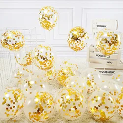 5/10/15pcs Gold Confetti Balloons Glitter Clear Transparent Helium Balloon Birthday Party Wedding Decorations Anniversary Globos