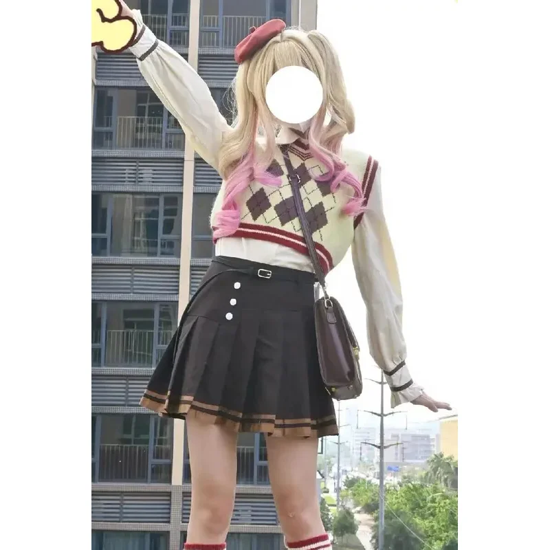 

a7d@Project Sekai Colorful Stage Linkage Cosplay Shinonome Ena Yoisaki Kanade Tenma Saki Cute Girl Lolita Dress Wig Set ForHallo