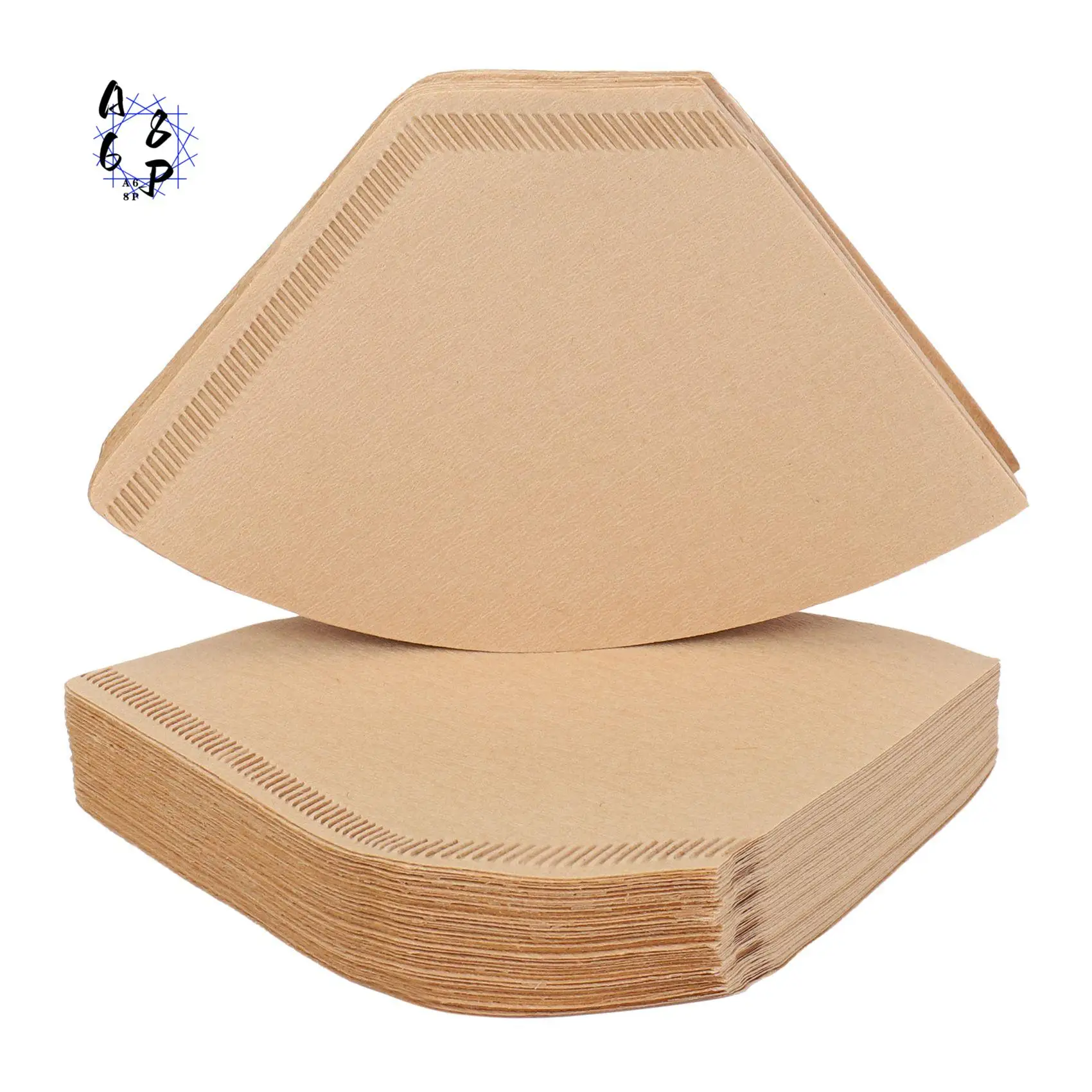 A68P-100Pcs Coffee Filters Disposable Cone Paper Coffee Filter Natural Unbleached Filter 4-6 Cup For Pour Over Coffee Makers