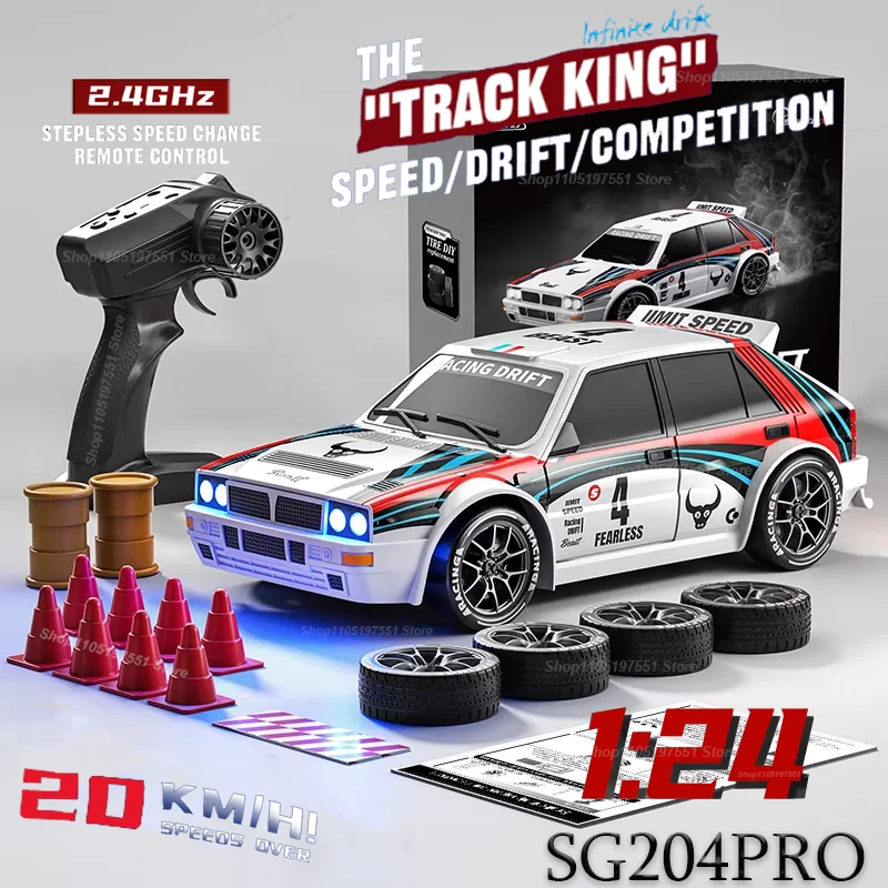 

2025 New 4WD RC Car 1:24 Scale Four-wheel Drive Drift With Two Speed Settings 20 km/h LED Light Children Toys Rechargeable SG204
