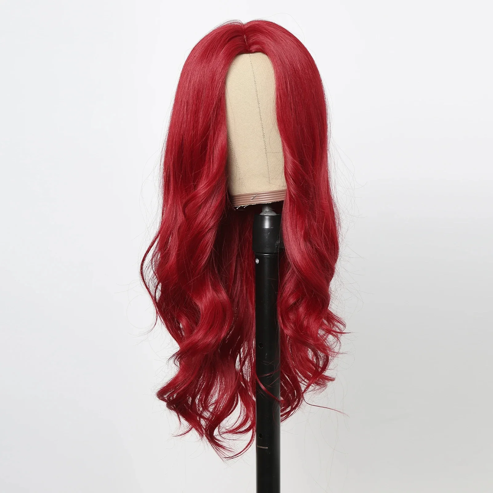Red Synthetic Wig, Naturally Wavy, Long Curly Hair, Women's Daily Party Cosplay, Heat-Resistant Full Head Cover image 6
