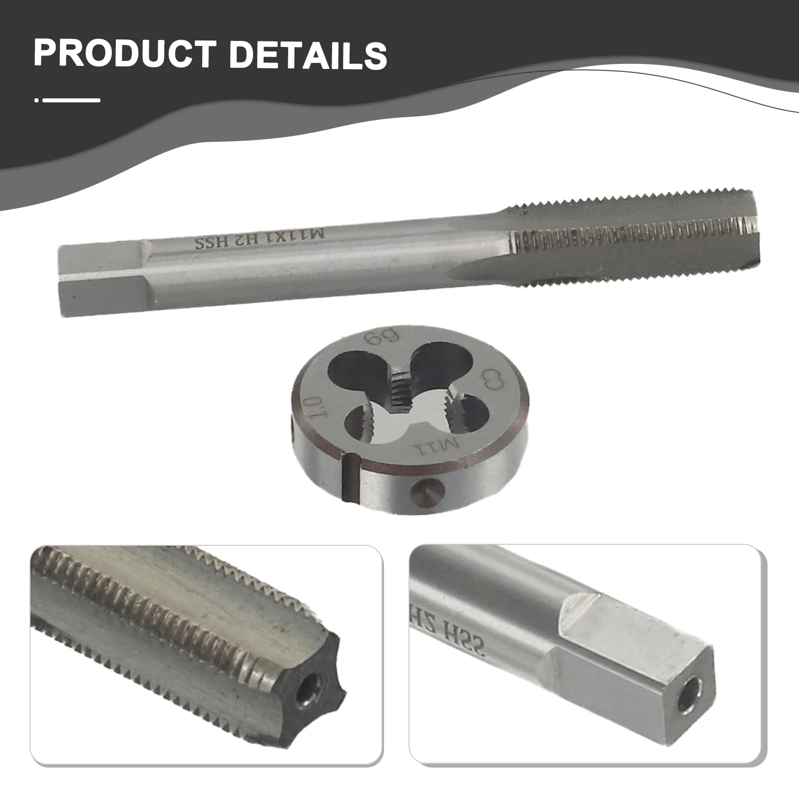 

& M11 x 1.0mm Die Tap Die Tool 11*1mm 2pcs/set Kits M11 x 1mm Tap Metric Right Hand Silver Thread High Quality