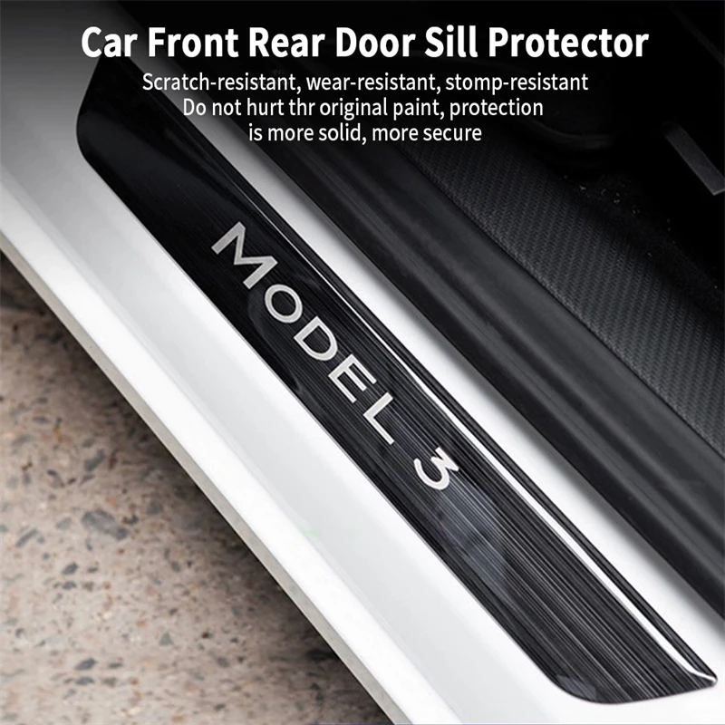 Front Rear Door Sill Decoration Wrap Cover For Tesla Model 3 Y 2017-2021 2022 2023 Model3 Accessories Pedal Protection Strip