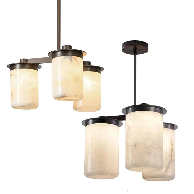 Alabaster LED Dimmable 2026 New Design OZ0409 Pendant Light Lustre Marble Suspension Luminaire Lampen For Dinning Room Table