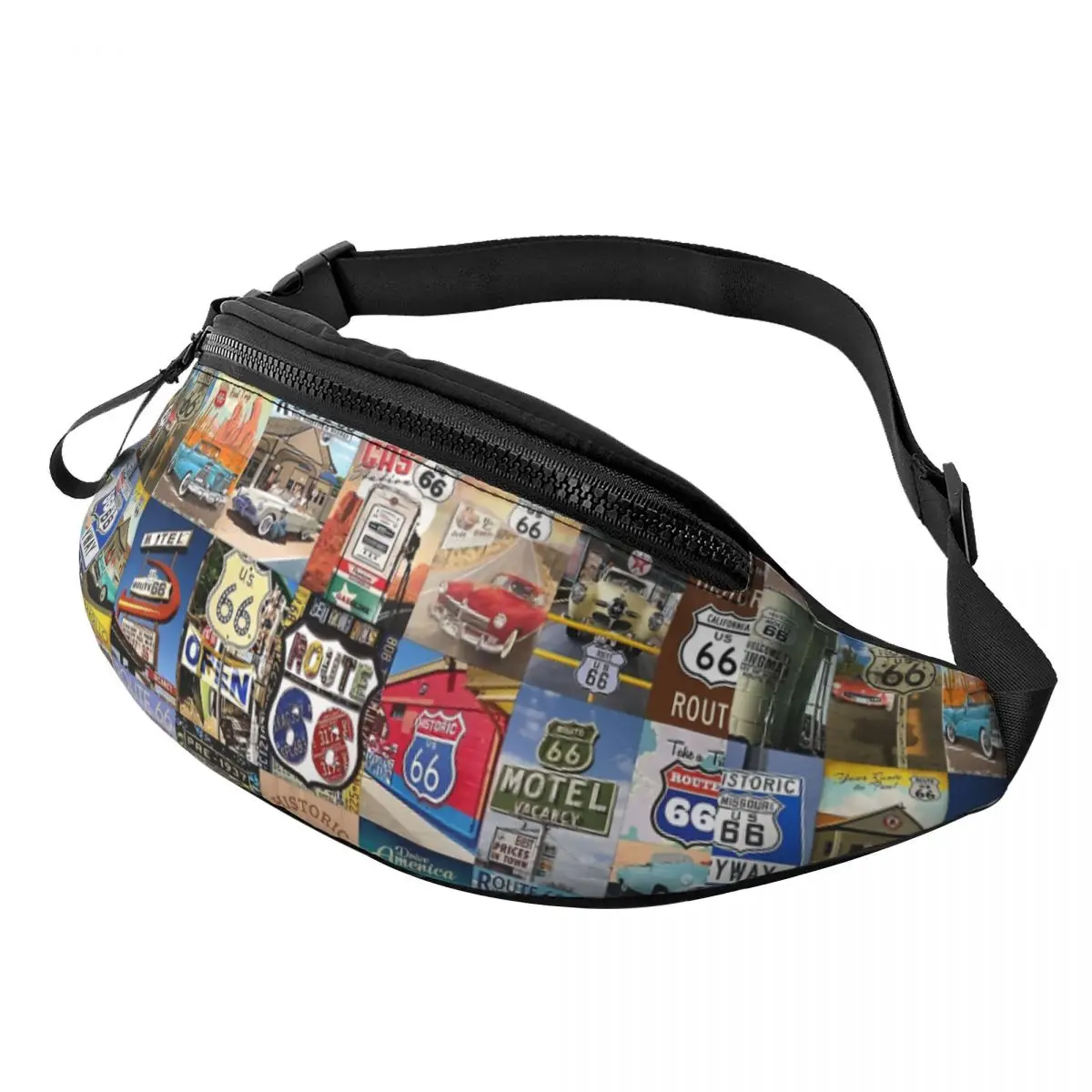 Fashion Route 66 Collage marsupio per viaggi escursionismo donna uomo Crossbody marsupio telefono Money Pouch