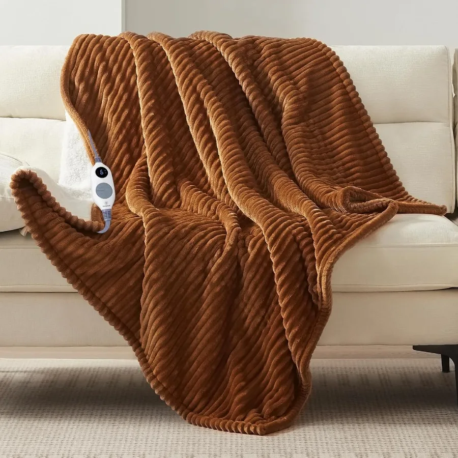 

Heated Throw Blanket Soft Flannel Sherpa Electric Throw with 6 Heating Levels and 2-10 Hours Auto Shut Off Fast Heating and ETL