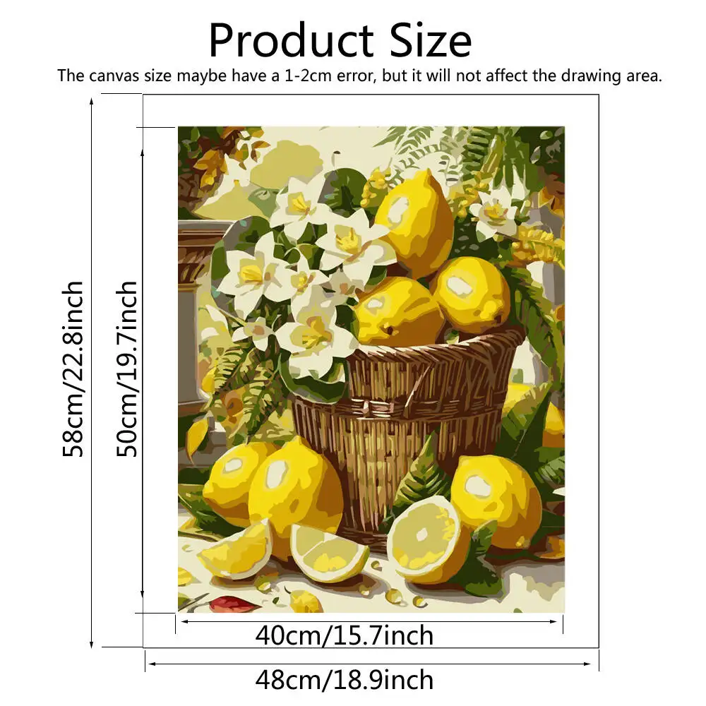 مجموعة طلاء مومورت للبالغين فاكهة الليمون DIY على القماش اللوحة بالأرقام زهرة فن الرسم الوافدين الجدد رسمت باليد