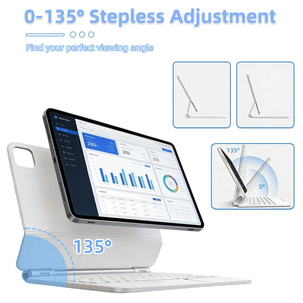 Magic Wireless Keyboard with Touch Panel for iPad Air 4 5 10.9in 10/11th Magnetic Case for iPad Pro Air 2018-2025 Smart Cover