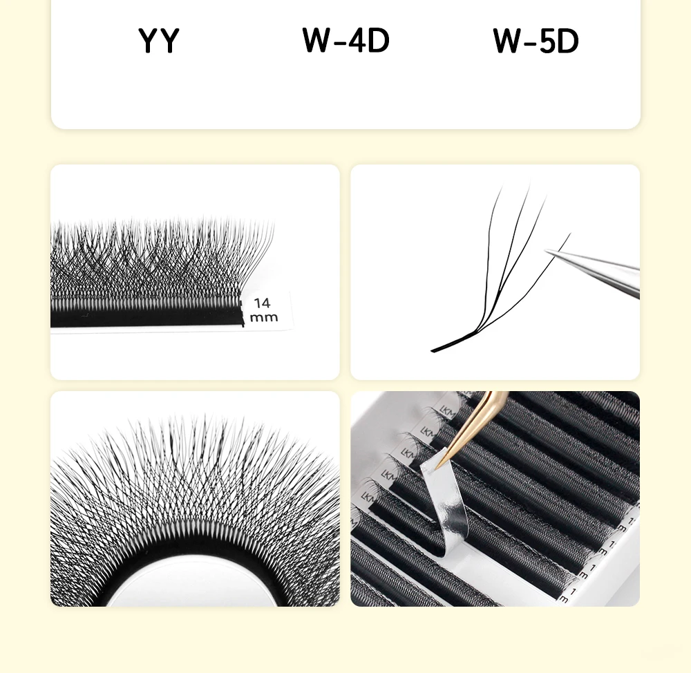 LUKATME M Curl Wimpernverlängerung Vorgefertigte Fächerwimpern Schwarz Braun 4D 5D Fox YY Wimpern 7-14mm BASF LU Künstliche Wimpern – Detail 4