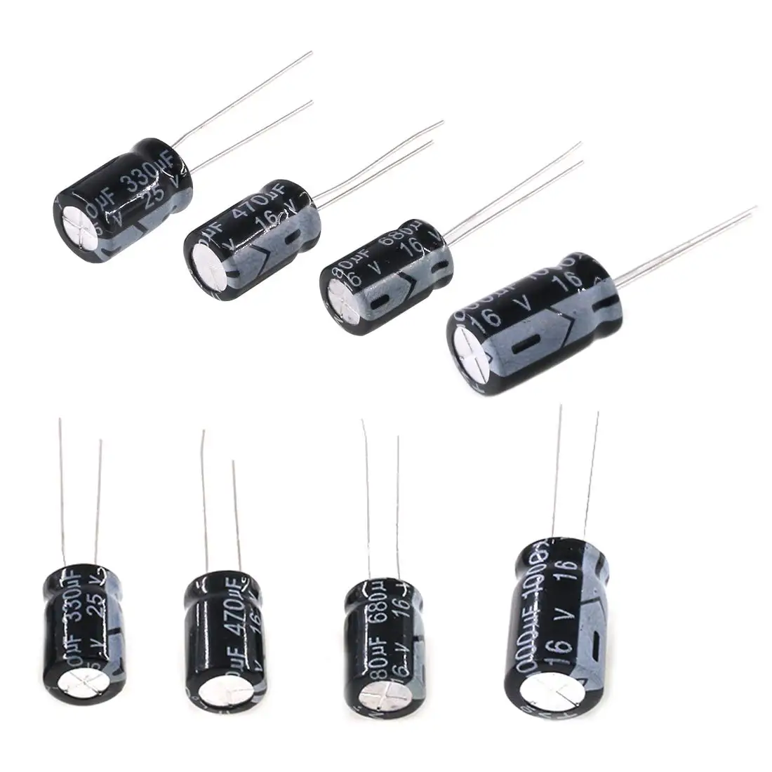 240 peças 24 tipos diferentes de capacitores eletrolíticos faixa 0.1uf-1000uf kit de sortimento, 10v/16v/25v/50v eletrólise radial de alumínio