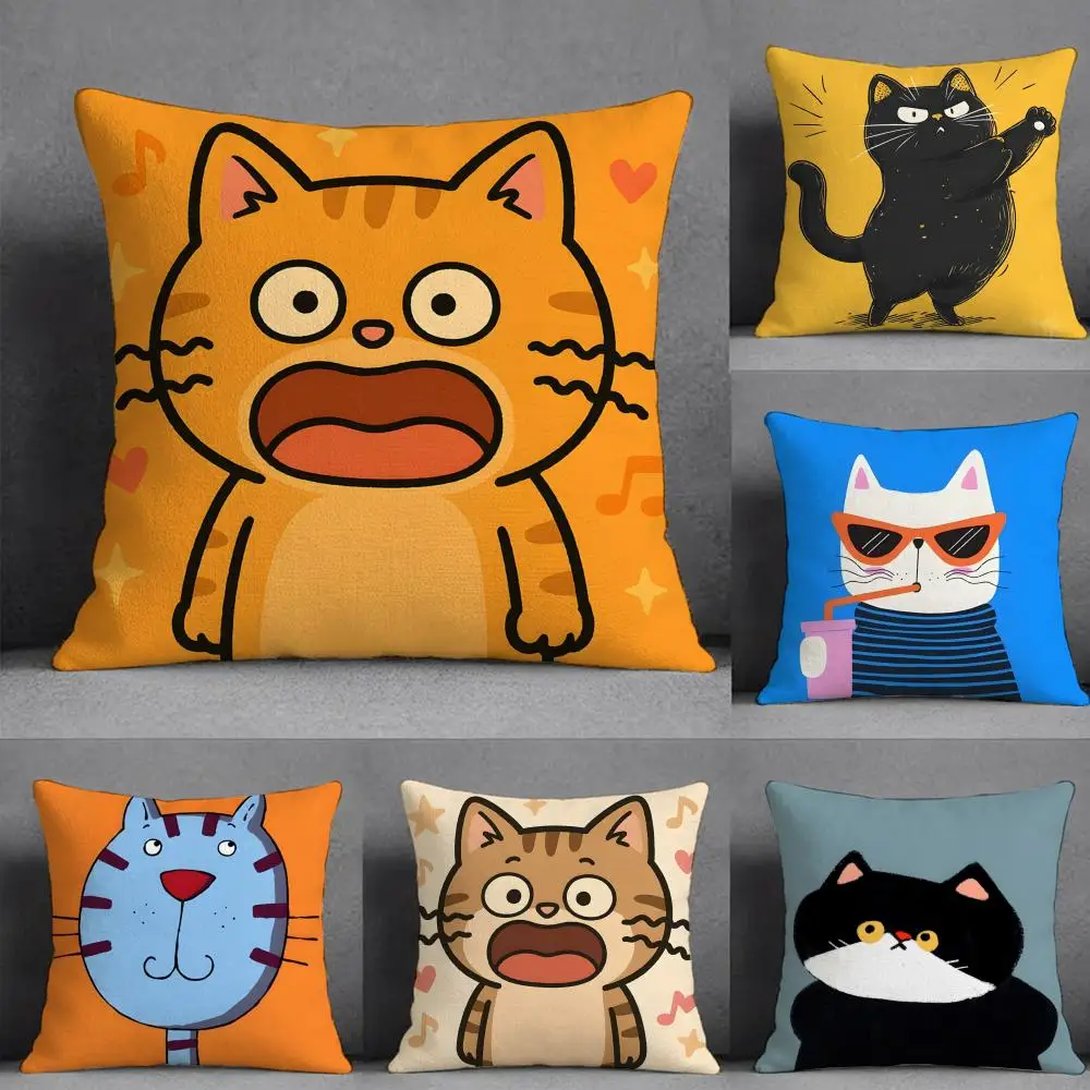

Funny And Silly Cat Pattern Pillow Case Pillowcase, Double-sided Printed, Sofa Cushion, Bedroom Headboard Pillow