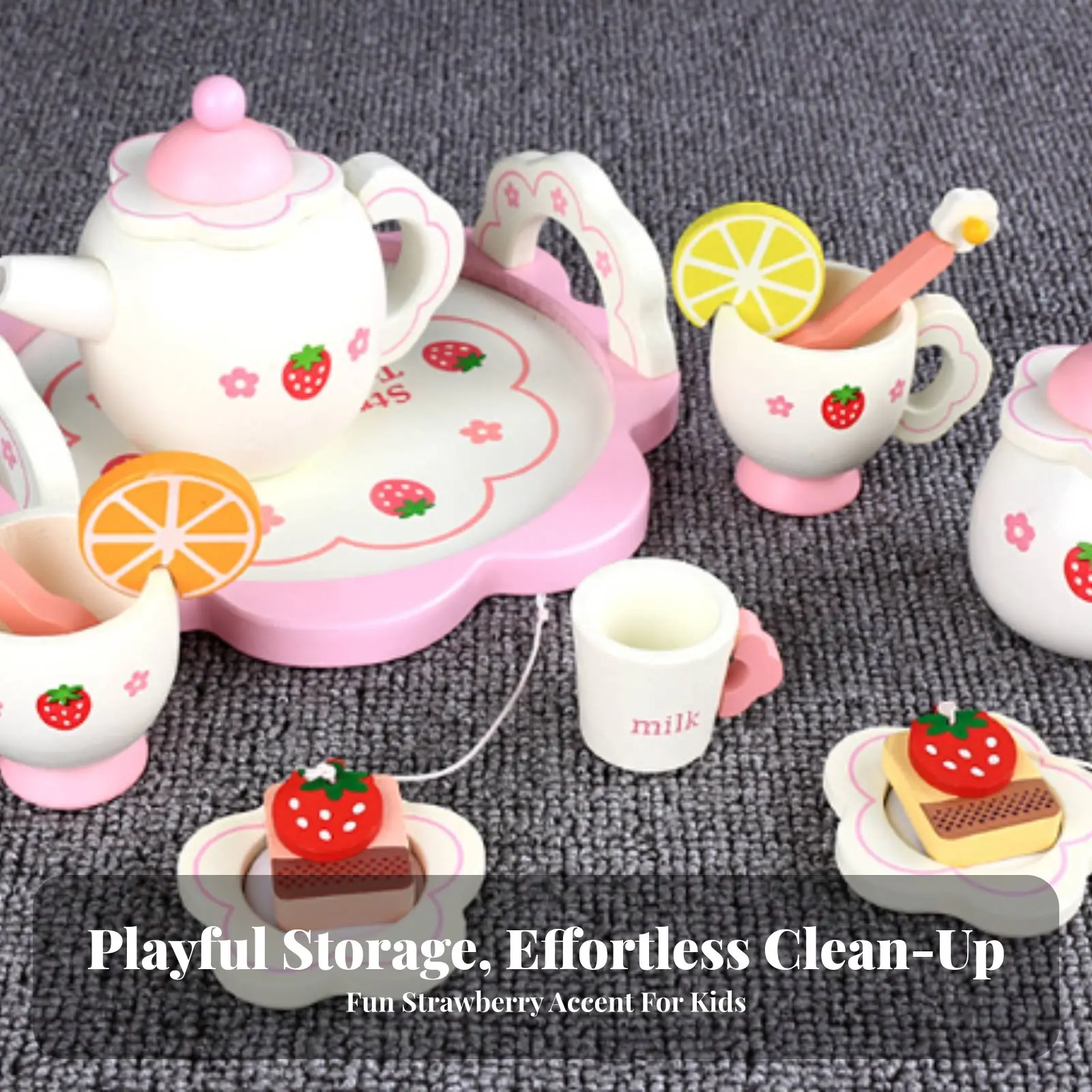 

Деревянный чайный сервиз из 16 предметов: Игровой набор для послеобеденного чая и десертов, развивающий творческие способности, без ограничений по времени.