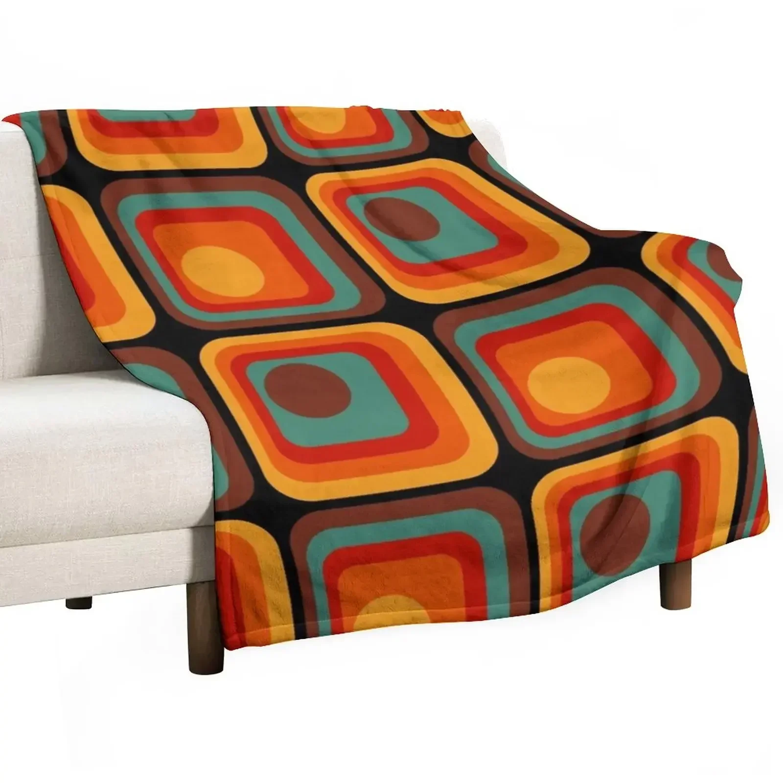 

Retro Geometric Gradient Square and Circle Pattern 222 Throw Blanket Furry For Sofa Thin halloween cosplay anime Blankets
