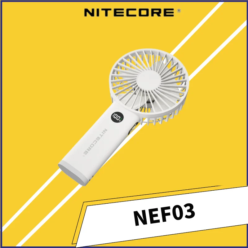 

NITECORE NEF03 Protable Handhela Fan With Night Light Max Wind Speed 34K/h USB Rechargeable Bulit-in 3600mAh Battery