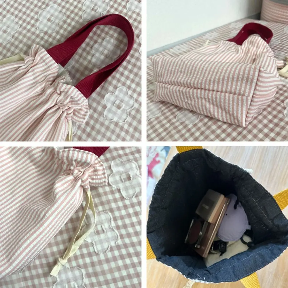 Borsa organizer con coulisse con manico superiore Portamonete portatile riutilizzabile portatile Strisce Comoda custodia per cosmetici Uso dei bambini