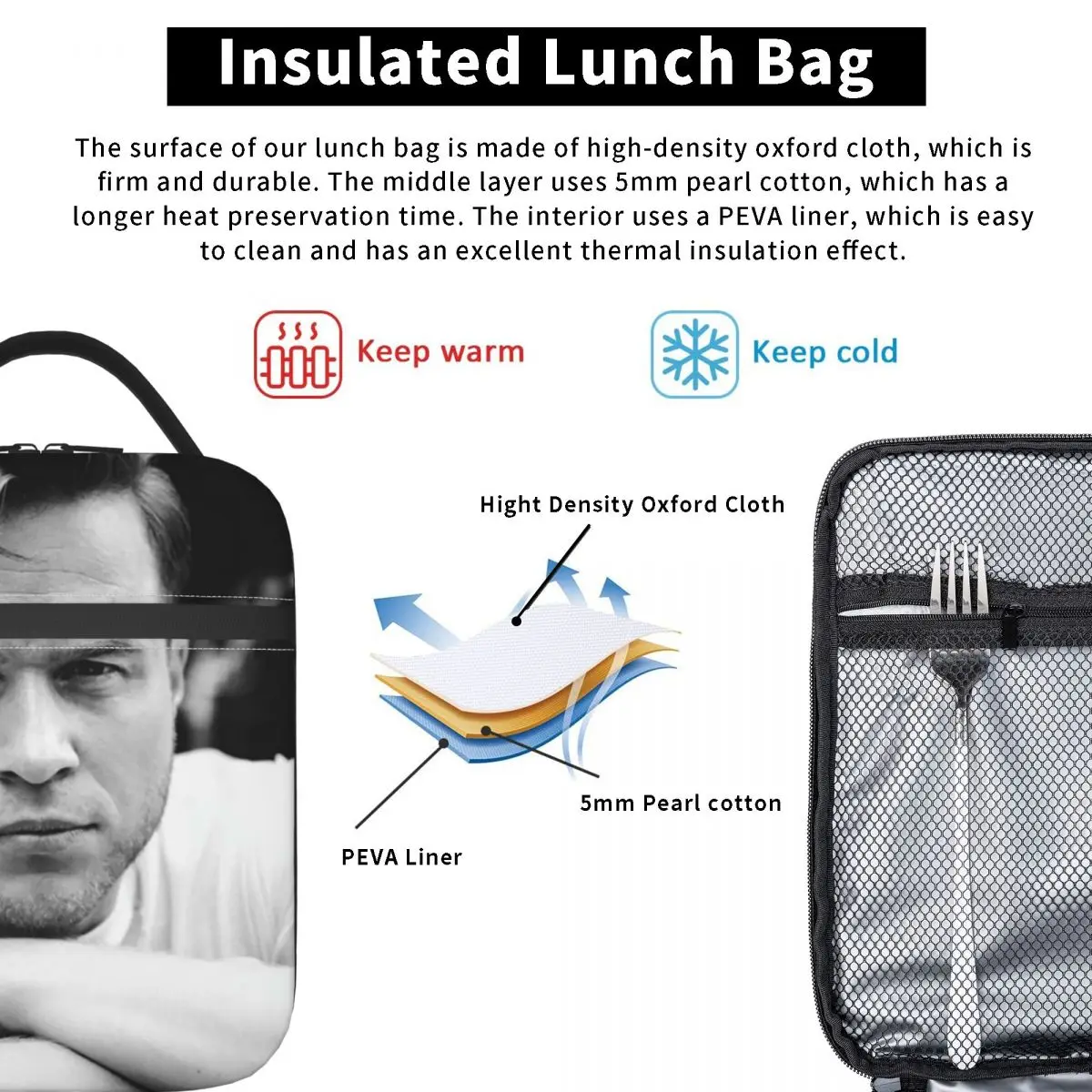 Olly Murs Insulated Lunch Bag for Women Kids Leakproof Food Boxes Thermal Lunch Box Tote