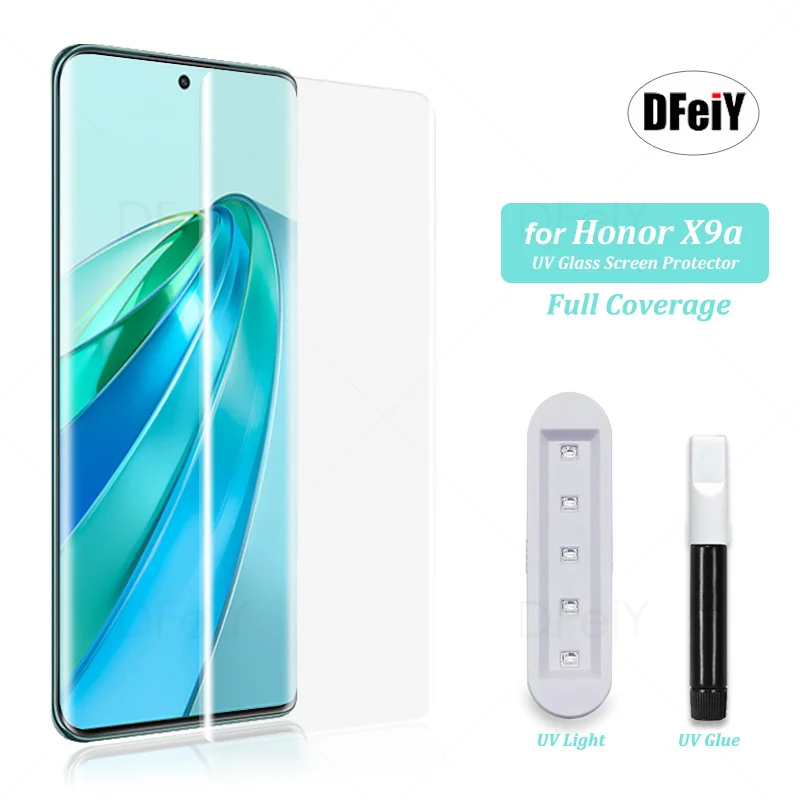 

DFeiY UV Glass for Honor X9a Full Coverage UV Screen Protector for honor x9a Tempered Glass Film