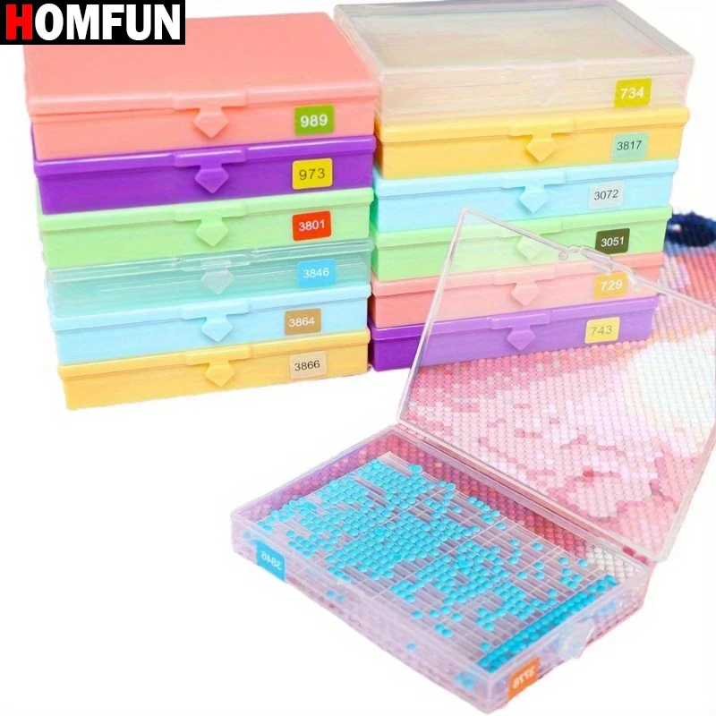 HOMFUN 6pcs Color Storage Box Set for Diamond Painting Art, Jewelry Making & Crafts - Clear Plastic Organizer Trays with Lids