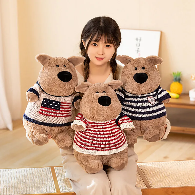 40cm Cute Classic Sweater Teddy Dog Plush Toys Kawaii Big Nose Dog Plushie Pillow Stuffed Soft Dolls For Kids Girls Lover Gifts