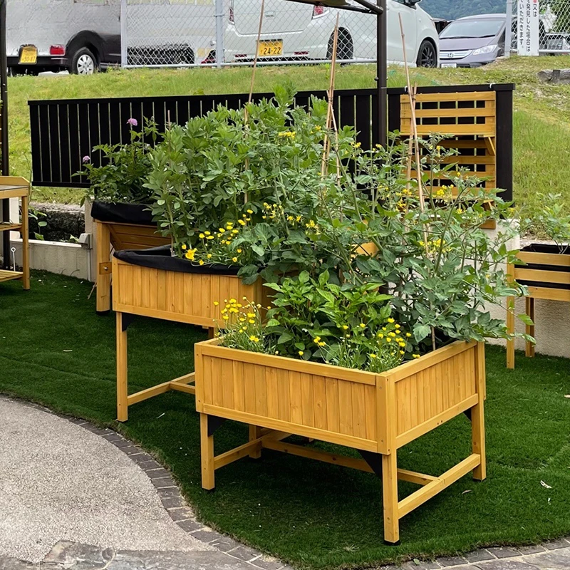 Square Raised Pot Wooden Unlatched Balcony Garden Flowers and Vegetables