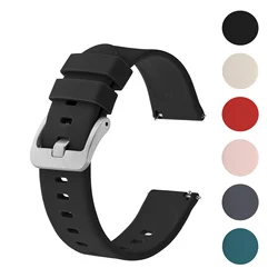 BISONSTRAP Silicone Watch Straps, For Men and Women 14mm 16mm 17mm 18mm19mm 20mm 22mm Watch Band, Sliver Stainless Steel Buckle