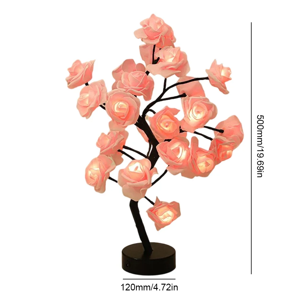 Lampa stołowa LED Rose Flower Tree USB Lampki nocne Dekoracja domu Lampki stołowe LED Imprezy Xmas Boże Narodzenie Ślub Wystrój sypialni — zdjęcie 2