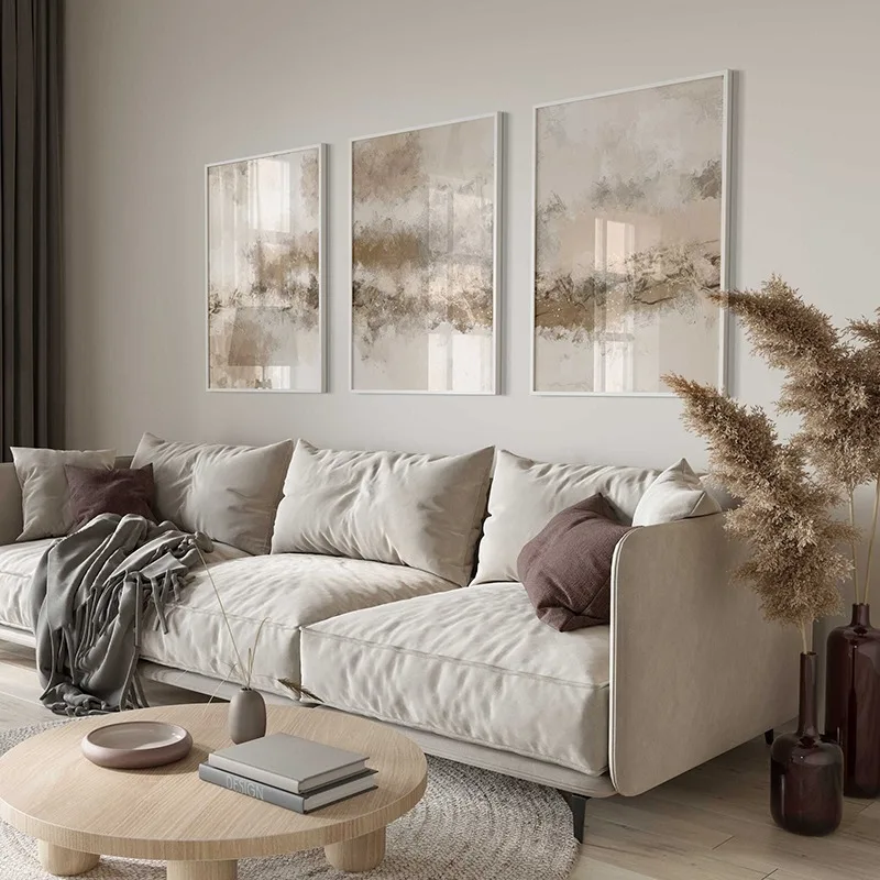 Beige Abstract Posters and Prints Wall Art Neutral Nordic Modern Minimalist Canvas Painting Wall Picture for Living Room Decor