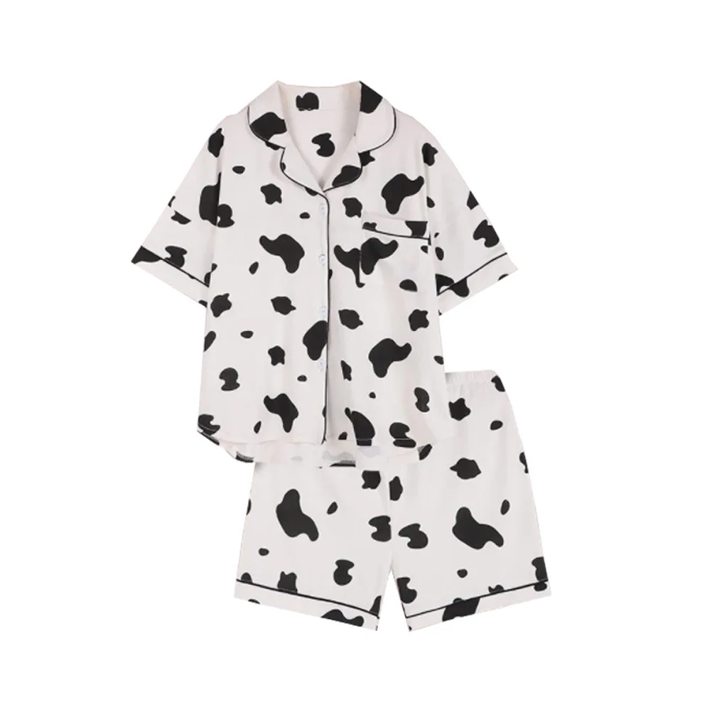 Cow Pajamas Fashion Clothes for Sleeping Short-sleeve Nightclothes Home Nighty Woman Nightgown Pattern Men