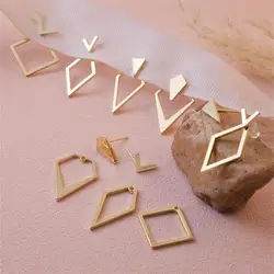 4-pack personalized simple geometric open design earrings without inlay women DIY two-way wear daily party 2024 model