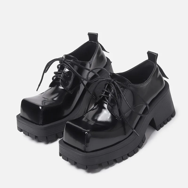 Black Platform Shoes Women's Loafers Shoes Pumps Square head autumn  Footwear Designer Heels Woman Sneakers Party Shoes Ladies - AliExpress 322