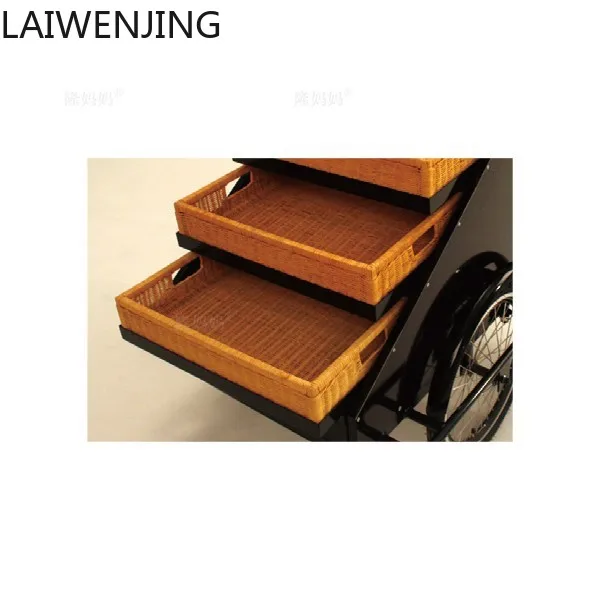 HLZ Mobile Food Cart Floral Street Scene Multi-Functional Mobile Stall Sales Cart Scenic Iron Art Flower Cart