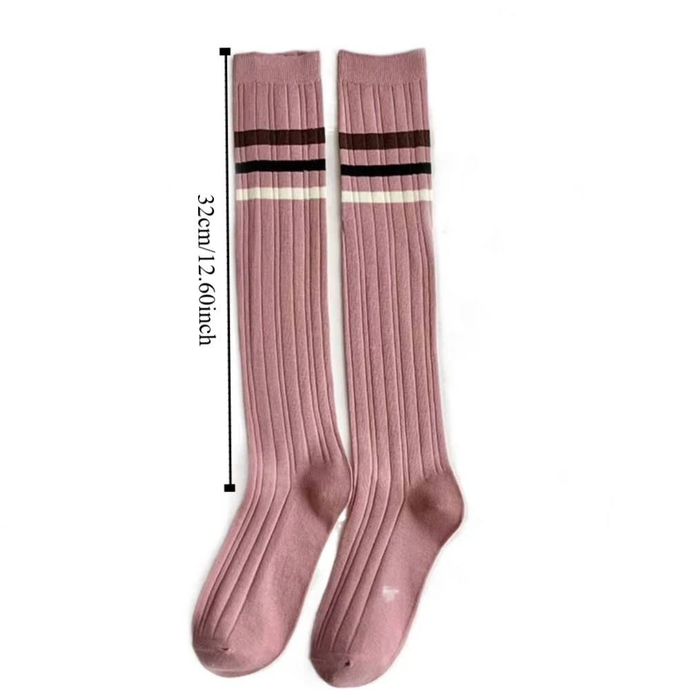 Elegant Stripe Stripe High Tube Socks About Knee High Rose Red Series Long Tube Stockings Sports Elastic Girl Golf Socks Lady