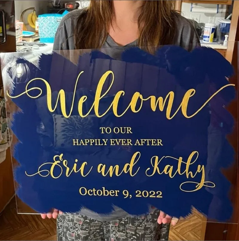 Acrylic Wedding Signs Bundle Acrylic Sign Package Custom Acrylic Welcome to our happily Ever After Personalized Welcome Signs