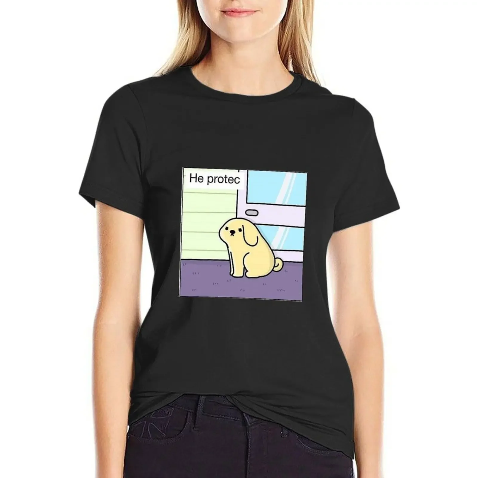 

He Protec T-Shirt animal prinfor lady clothes shirts graphic tees t-shirt dress for Women graphic