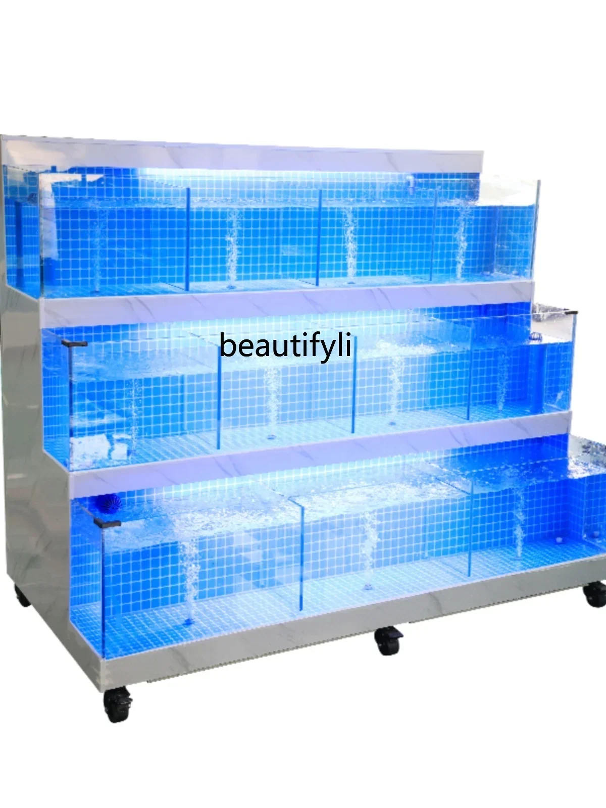 

Seafood Pool Commercial Three-Tier Supermarket Restaurant Mobile Seafood Fish Tank Seafood Tank Shellfish Pool