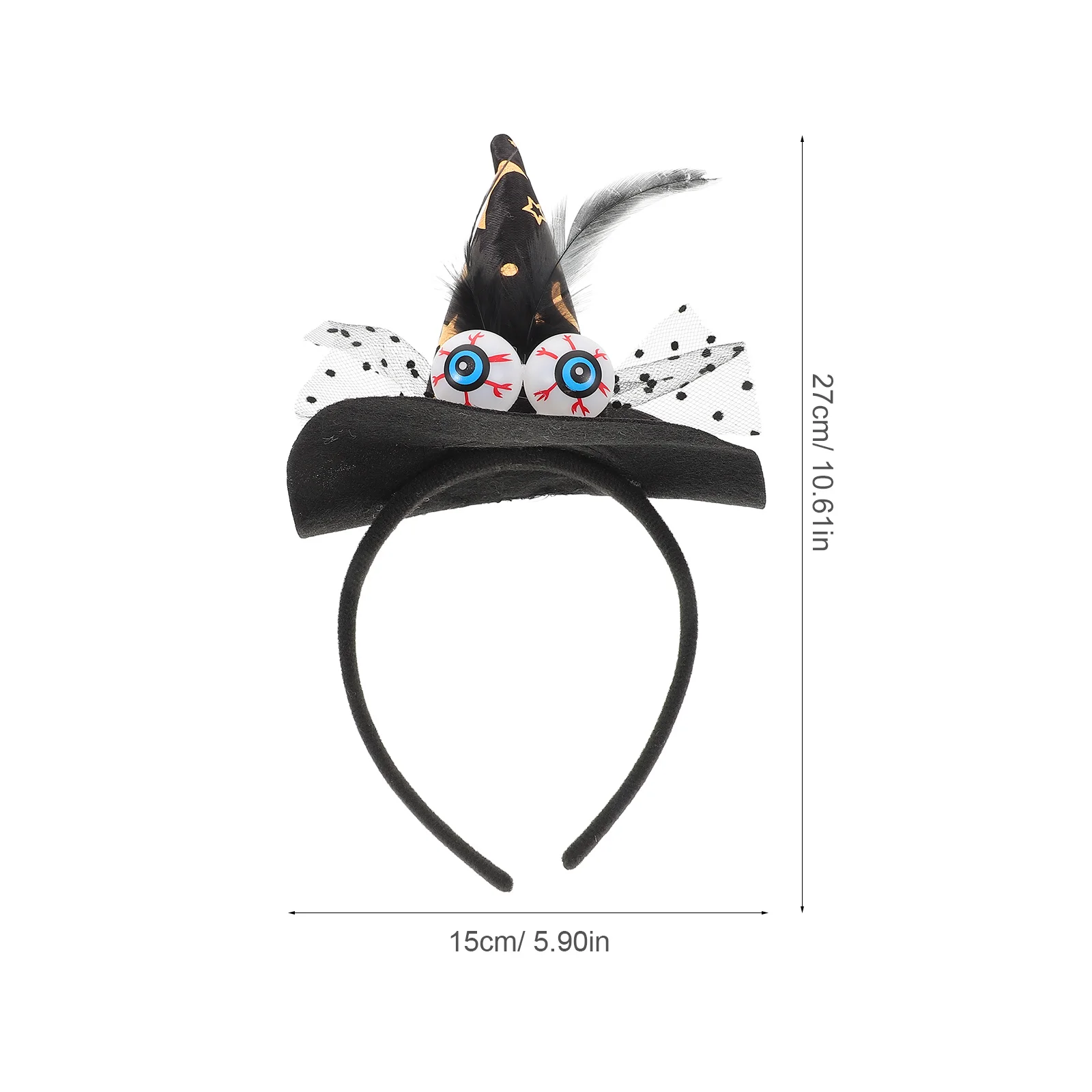 Halloween Witch Hat Headband Lace Eyeball Hair Hoop Spooky Halloween Costume Party Masquerade Cosplay Accessories