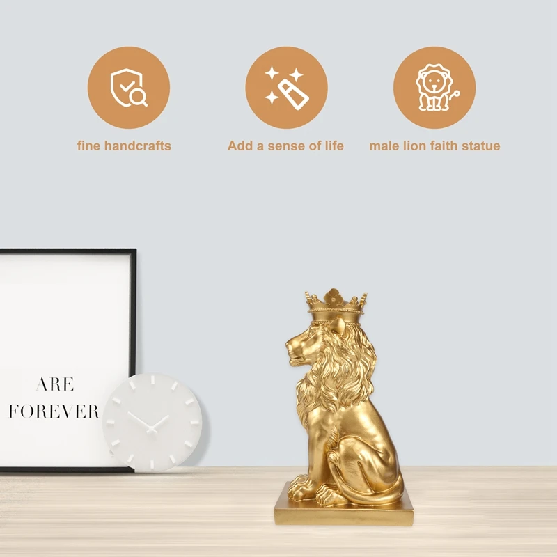 Abstract Crown Lion Statue Home Office Bar Male Lion Faith Resin Sculpture Crafts Animal Art Decor Ornaments